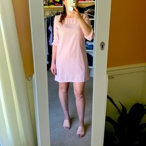 Silk material baby pink shift dress